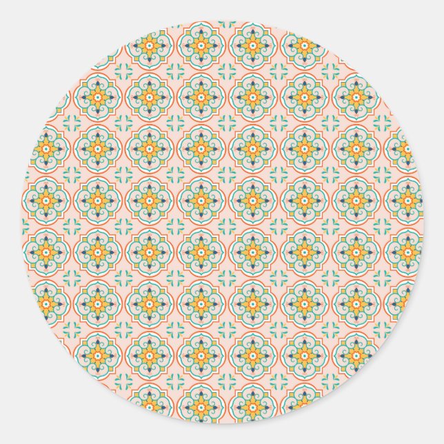 Round sticker with a floral geometric pattern (Front)