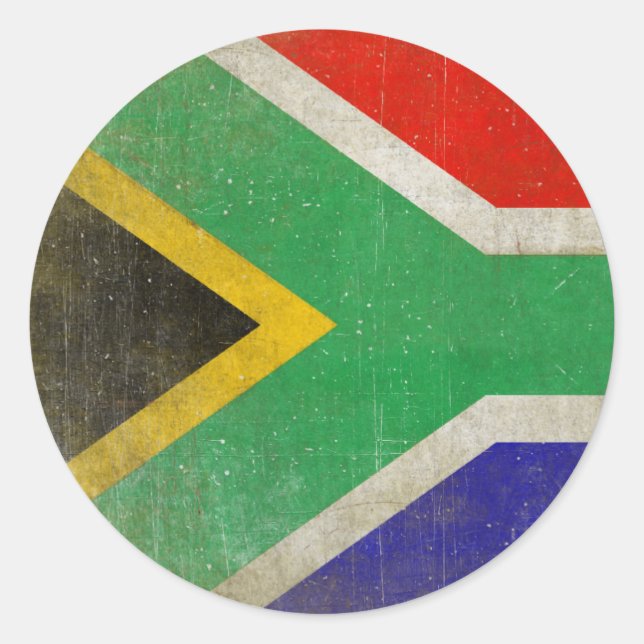 Round Sticker with Cool Flag from South Africa (Front)