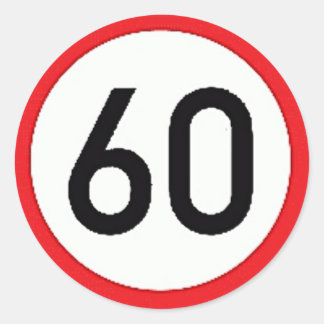 Round sticker with speed limit 60 sign