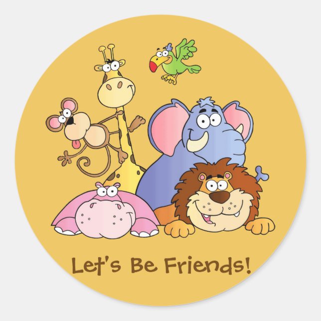 Round Stickers--Jungle Animals Classic Round Sticker (Front)