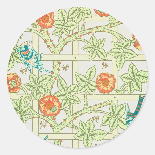 ROUND STICKERS William Morris CUSTOM MONOGRAM (Front)