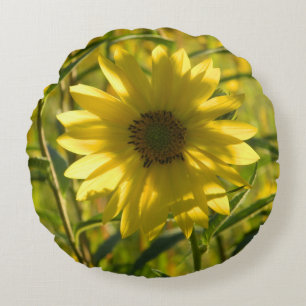 Round Sunflower Glow Pillow