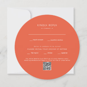 Round Tangerine Wedding QR Code RSVP