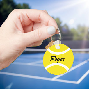 Round tennis ball keychain   Personalizable name