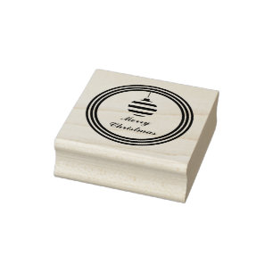 Round Text Merry Christmas Bauble Personalised Rubber Stamp