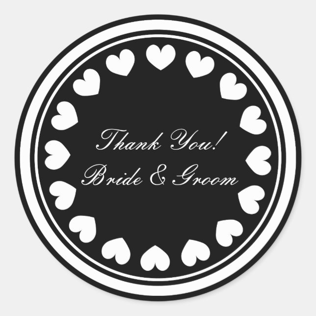 Round Thank you stickers for wedding favours (Front)