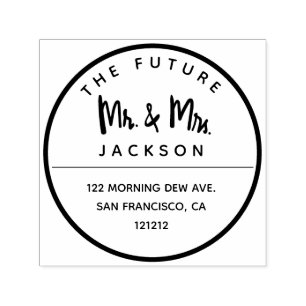 Round The Future Mr and Mrs Return Address Self-inking Stamp