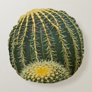 ROUND THROW PILLOW/GOLDEN BARREL CACTUS CUSHION