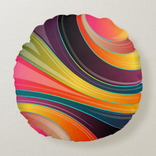 Round throw pillow in multi colours.