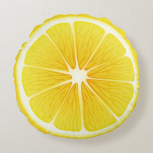 Round Throw Pillow-Lemon Cushion