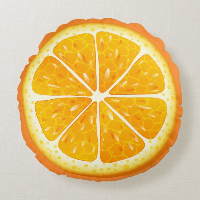 Round Throw Pillow-Orange Cushion (Front)