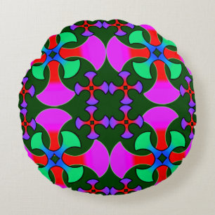 Round Throw Pillow Vibrant Abstract Digital Throw