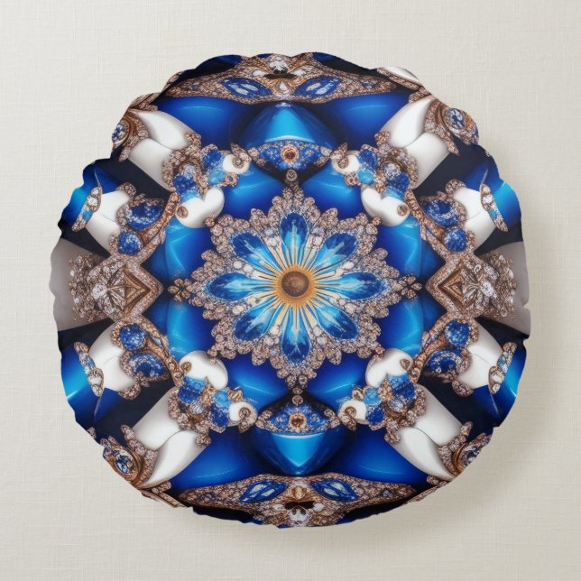 Round Throw Pillow with Argentinian Colours (Front)