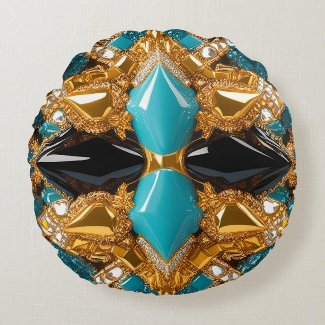 Round Throw Pillow with Bahamas Colours (Front)