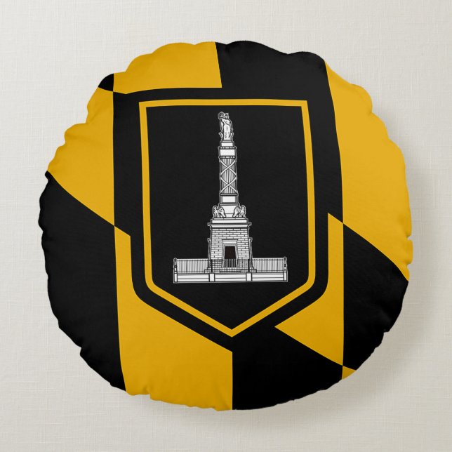 Round Throw Pillow with flag of Baltimore, USA (Front)