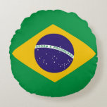 Round Throw Pillow with flag of Brazil<br><div class="desc">Add a touch of Brazilian flair to your home decor with our exclusive round throw pillow featuring the flag of Brazil! Crafted with meticulous attention to detail, this round throw pillow is more than just a decorative piece; it’s a celebration of Brazil's vibrant culture and heritage. The eye-catching design prominently...</div>