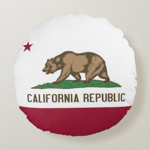 Round Throw Pillow with flag of California, USA