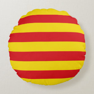 Round Throw Pillow with flag of Catalonia