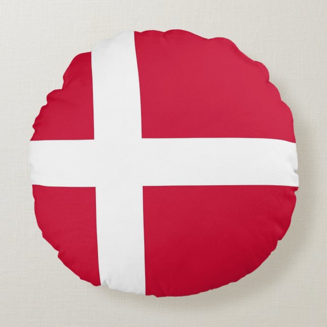 Round Throw Pillow with flag of Denmark (Front)