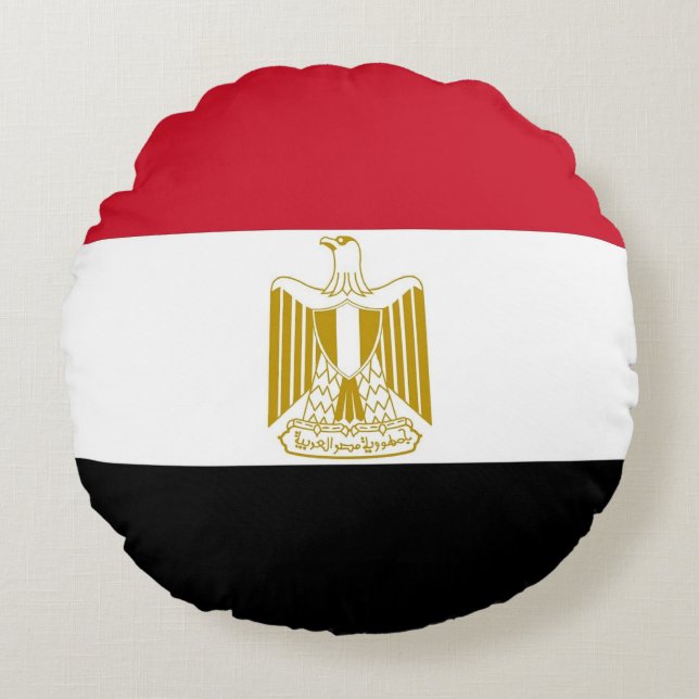 Round Throw Pillow with flag of Egypt (Front)