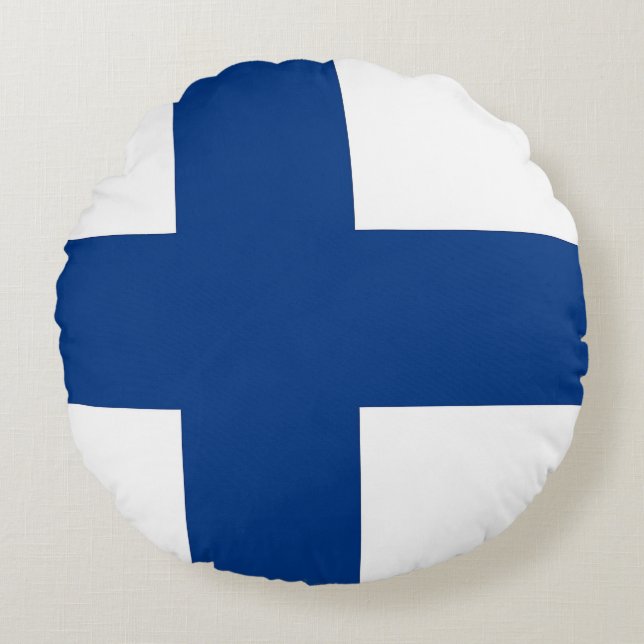 Round Throw Pillow with flag of Finland (Front)