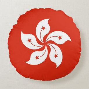 Round Throw Pillow with flag of Hong Kong