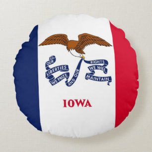 Round Throw Pillow with flag of Iowa, USA