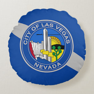 Round Throw Pillow with flag of Las Vegas, USA