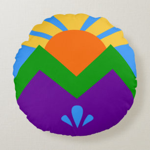 Round Throw Pillow with flag of Manitou Springs