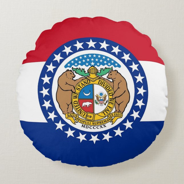 Round Throw Pillow with flag of Missouri, USA (Front)