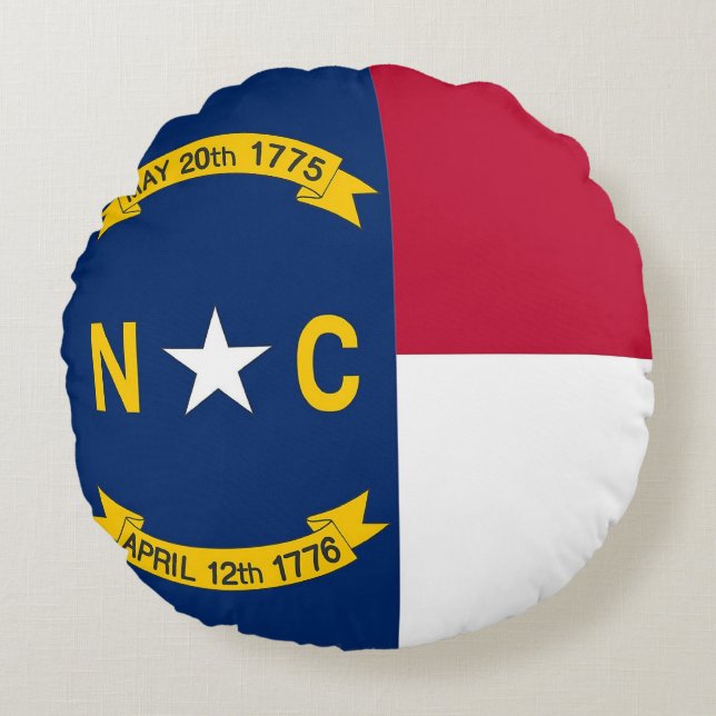Round Throw Pillow with flag of North Carolina (Front)
