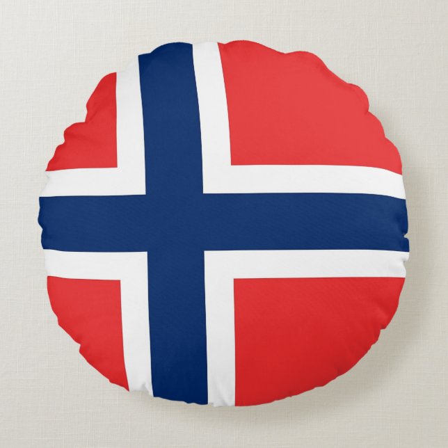 Round Throw Pillow with flag of Norway (Front)