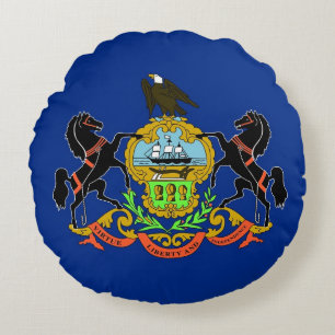 Round Throw Pillow with flag of Pennsylvania