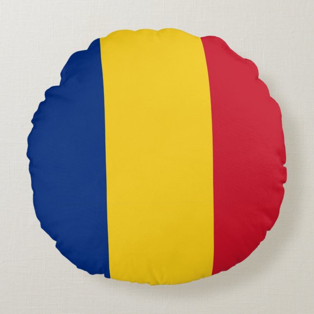Round Throw Pillow with flag of Romania (Front)