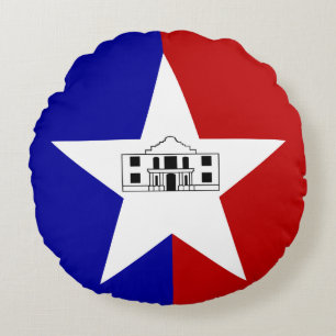Round Throw Pillow with flag of San Antonio USA