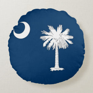 Round Throw Pillow with flag of South Carolina