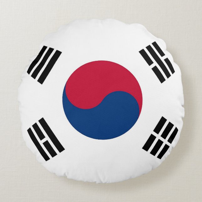 Round Throw Pillow with flag of South Korea (Front)