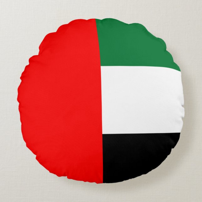 Round Throw Pillow with flag of UAE (Front)