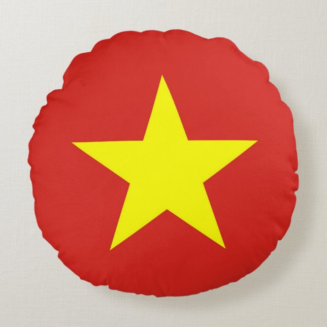 Round Throw Pillow with flag of Vietnam (Front)