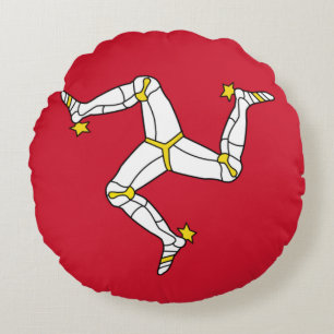 Round Throw Pillow with Isle of Man flag, UK