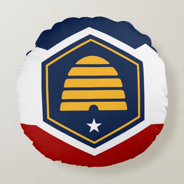 Round Throw Pillow with new flag of Utah, USA (Front)