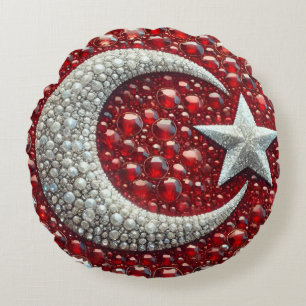 Round Throw Pillow with Turkish Colours