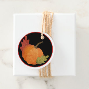 Round Traditional Orange Pumpkin Fall Theme Gift F Favour Tags
