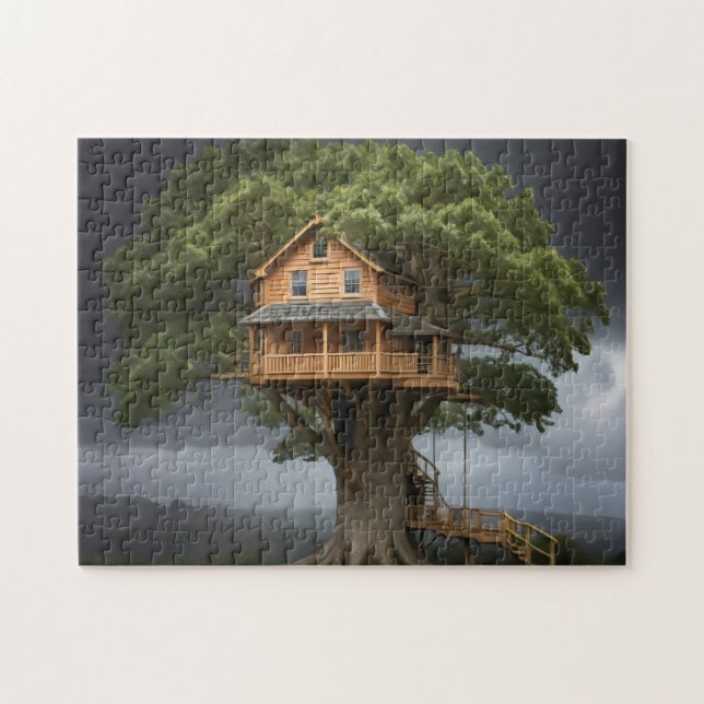 Round tree house jigsaw puzzle (Horizontal)