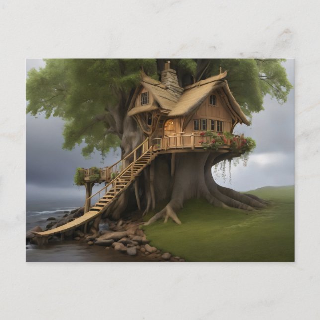 Round tree house  postcard (Front)