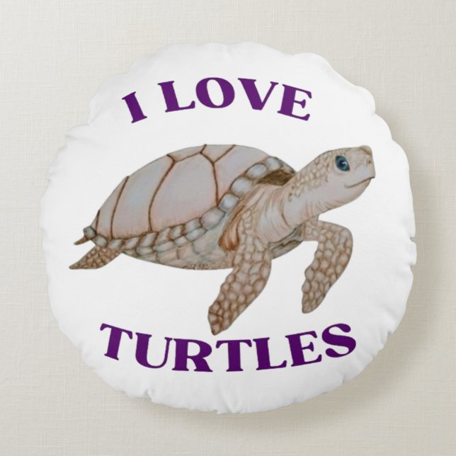 Round Turtle Throw Pillow (Front)