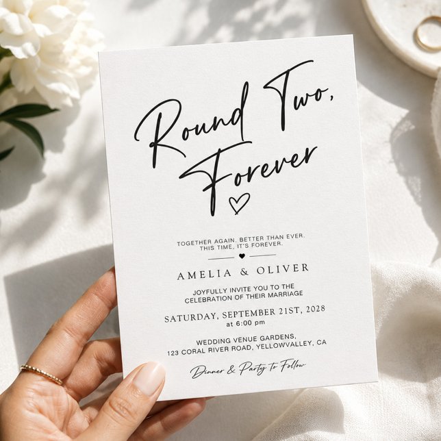 Round Two Forever Modern Remarriage Wedding Invitation (Creator Uploaded)