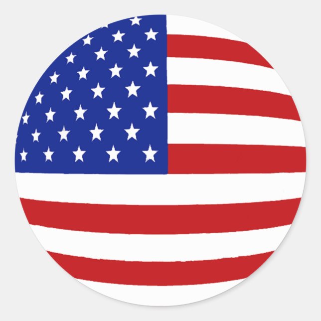 ROUND US FLAG CLASSIC ROUND STICKER (Front)