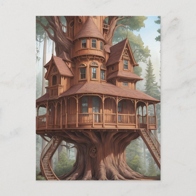 Round victorian tree house in tree postcard (Front)