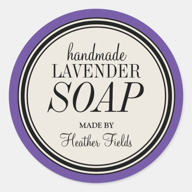 Round Vintage Label Frame Lavender Soap Template (Front)